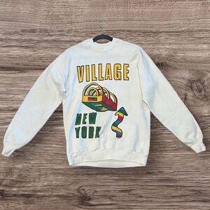 VTG Vintage Jerzees Unisex White Long Sleeve Village New York Sweatshirt Size XL